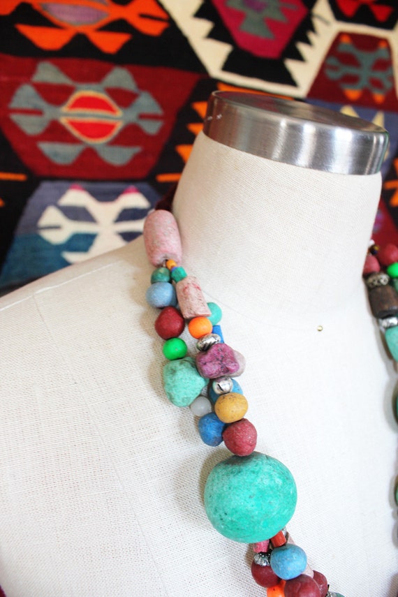 Vintage Moroccan Berber Colorful Beaded Ethnic Tr… - image 4