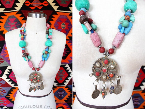 Vintage Moroccan Berber Colorful Beaded Ethnic Tr… - image 1