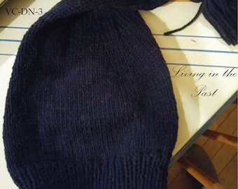 Toque/Voyageur's Cap ~ Inspired by 17th & 18th Century Fur Trade ~Shades of Navy ~ Wool