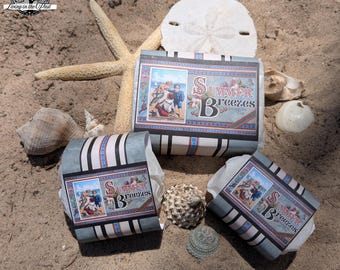 Jabón Brisas de Verano - Jabón de Aloe Vera y Manteca de Karité - Suave Aroma Cálido - Jabón Hecho a Mano mediante Proceso en Caliente