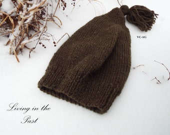Toque/Voyageur's Cap ~ Inspired by 17th & 18th Century Fur Trade ~ Shades of Army Green ~ Wool