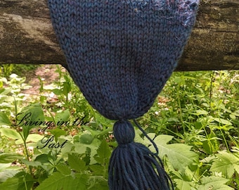 Toque/Voyageur's Cap ~ Inspired by 17th & 18th Century Fur Trade ~ Blue and Purple Tweed~ Wool