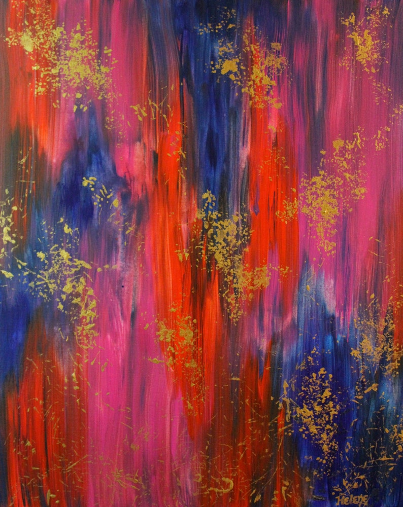 24 x 30 Painting Large Abstract Pink Orange and Etsy