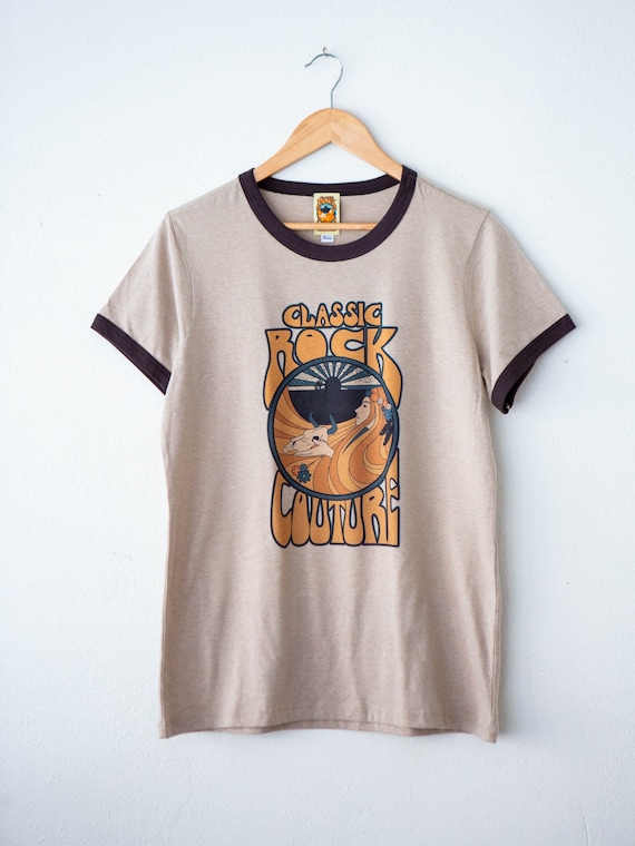 その他 Classic Logo Ringer Tee Classic Rock Couture Logo Ringer Tee | Tan and Brown