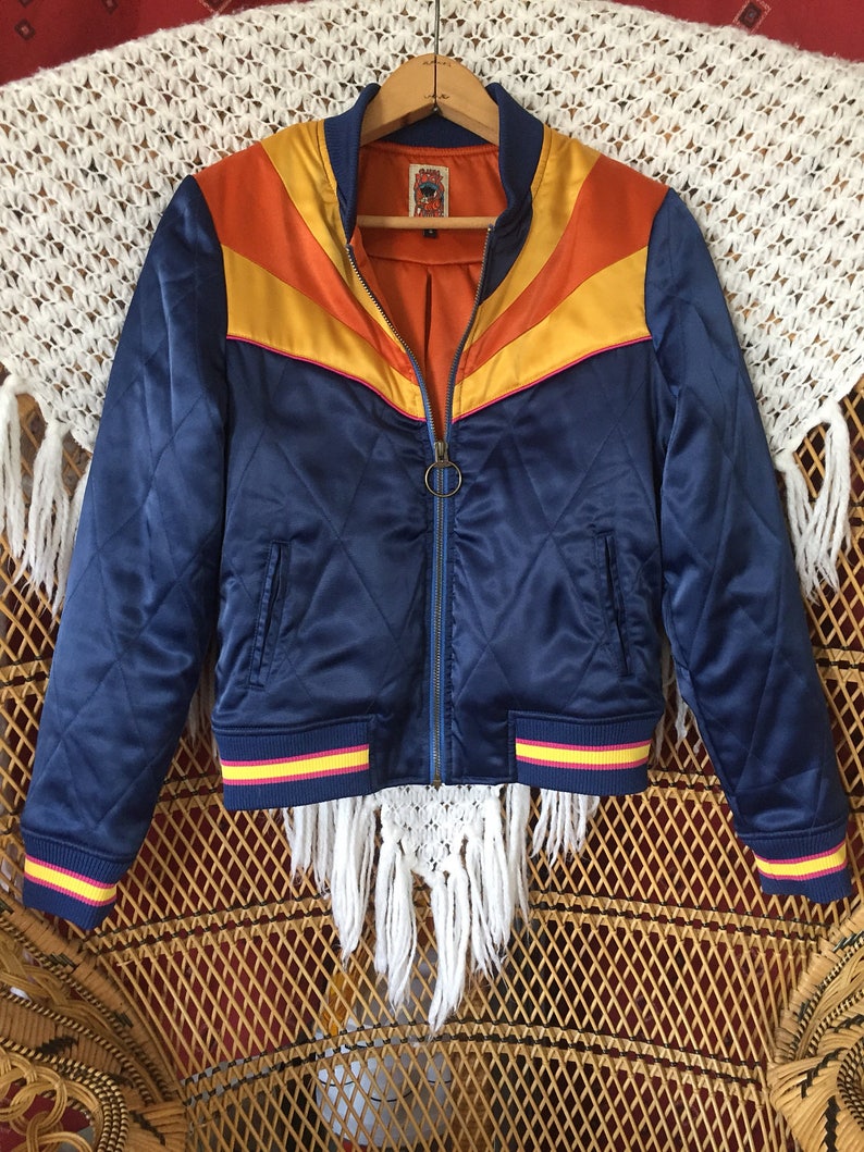 Rising Sun Jacket Navy Blue Quilted 70s style Bomber Jacket lightweight ski jacket as seen on classicrockcouture image 3