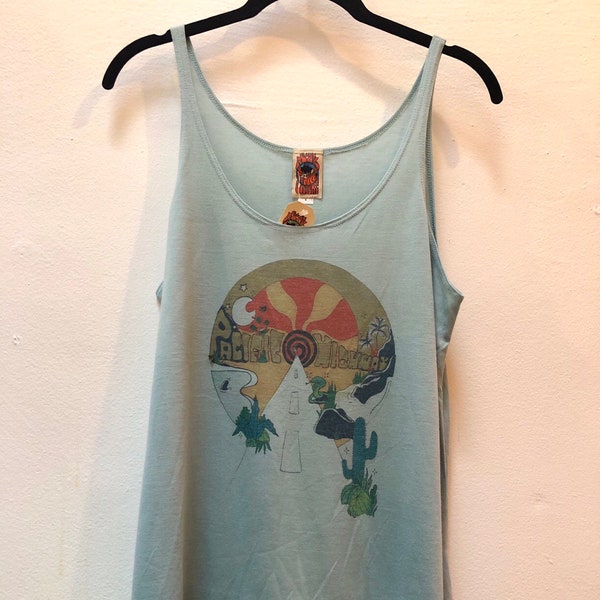 Open Road Slouchy Tank in Dusty Blue | Loose Spaghetti Strap soft 50/50 viscose flowy tank top Arizona desert cactus