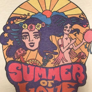 Unisex Summer of Love Dusty Heather tee Soft 50/50 60s style psychedelic festival graphic tshirt image 9