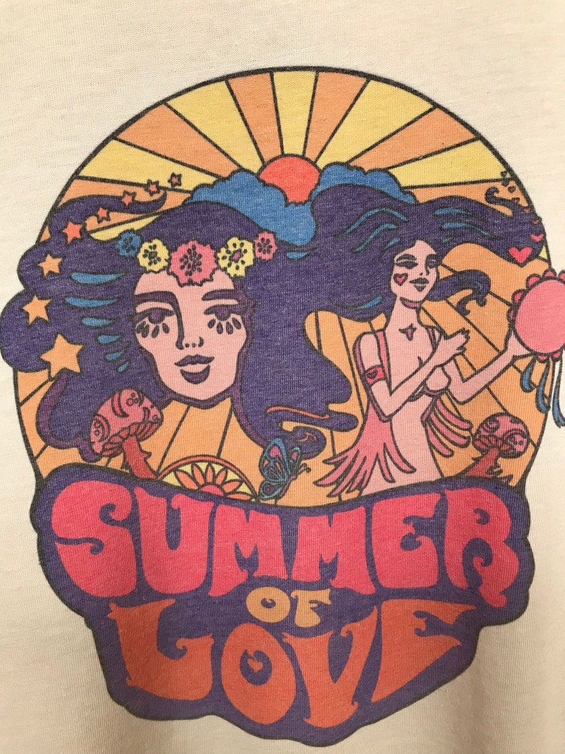 Unisex Summer of Love Dusty Heather tee Soft 50/50 60s style psychedelic festival graphic tshirt image 9