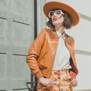 Cosmic Cowboy Bomber Jacket | vegan leather 70s vintage style jacket