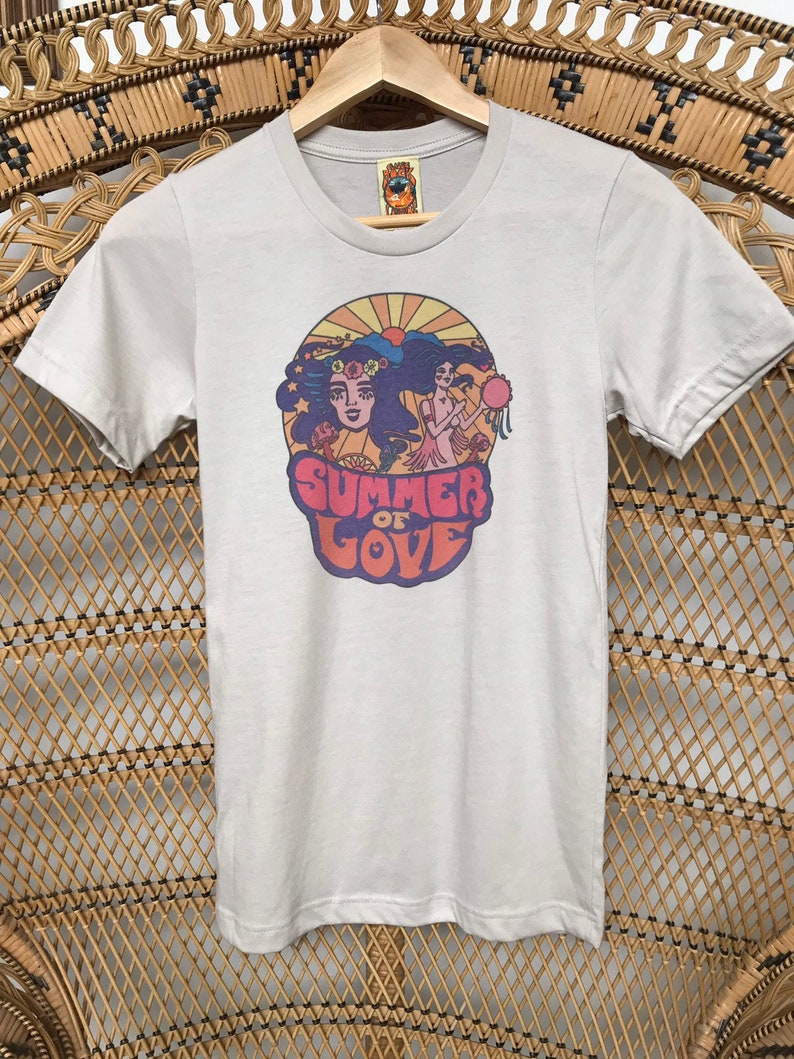 Unisex Summer of Love Dusty Heather tee Soft 50/50 60s style psychedelic festival graphic tshirt image 2