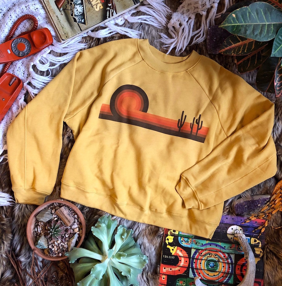 Moletom curto Desert Horizon manga longa estilo cacto, estilo