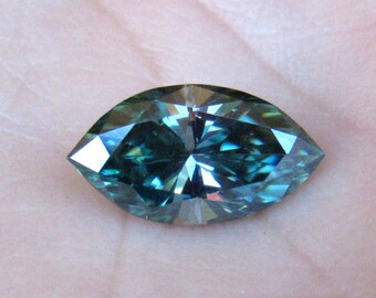Blue Moissanite, Marquise Cut, 12x6mm, 1.75ct , VVS, Azure Blue, for Engagement Ring, Pendant, Free Domestic Shipping, Loose