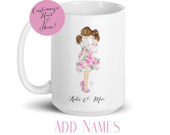Personalized Floral-Ever Mother's Day Mug ( Mother's Day Mug - Mother's Day Gifts - Mother Daughter - Mother's Day)By Melsy's Illustrations