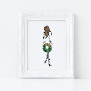 Art Print: Holiday Hearth (Available in other Hair/Skin Tones)(Fashion Illustration Print - Holiday Print ) By Melsy&#39;s Illustrations