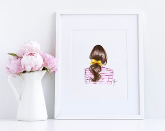 Art Print: Stripes and Ponys (Fashion Illustration Print l Wall Decor) By Melsy's Illustrations