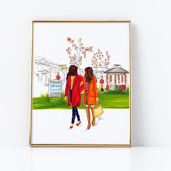 Where You Lead I Will Follow (Print) (Fashion Illustration - Fall Print  - BFF Fall art - Fall Art - Gilmore Art)  By Melsy's Illustrations
