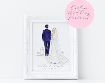 Custom Wedding Illustration Portrait | Wedding Illustration | Bridesmaid Card Proposal | Broom gift from Bride on Wedding Day