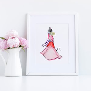 The Warrior Princess (Fashion Illustration Print - Home Decor -Princess Art- Nursery Print - Nursery Art)  By Melsy’s Illustrations