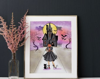 Bewitched Art Print (Fashion Illustration - Halloween - Wicked-  Fall Print - PSL -Spooky Season Print - Haunted) By Melsy's Illustrations