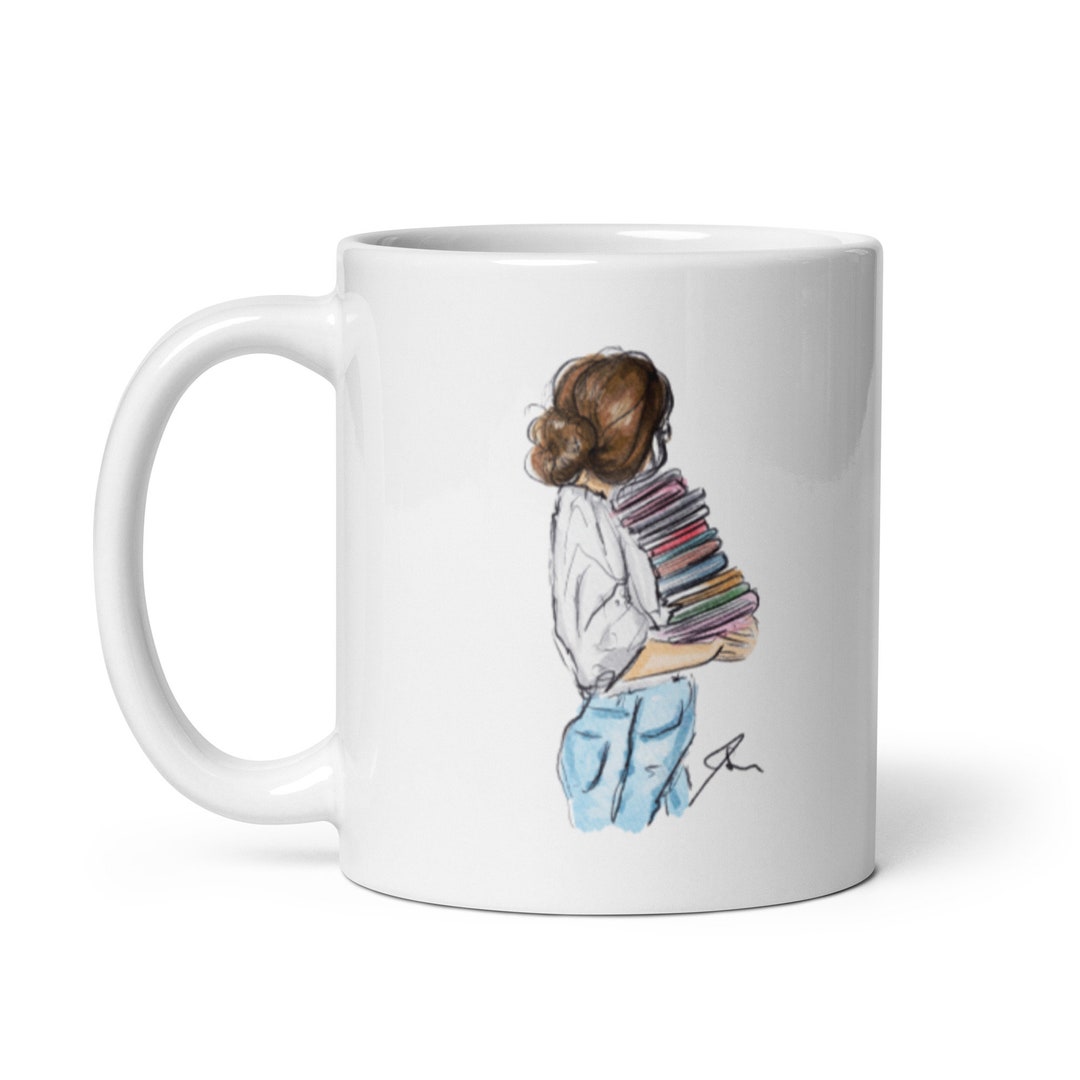 The Bookworm (brunette) Mug - Etsy