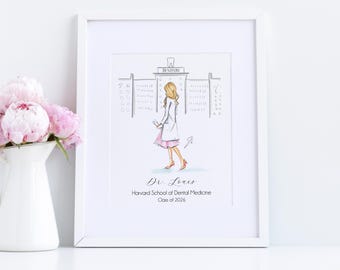 The Dentist Graduate Print - Classic Silhouette [ Personalized Graduation Gifts for Dentist | Graduation Gift Medical School ]