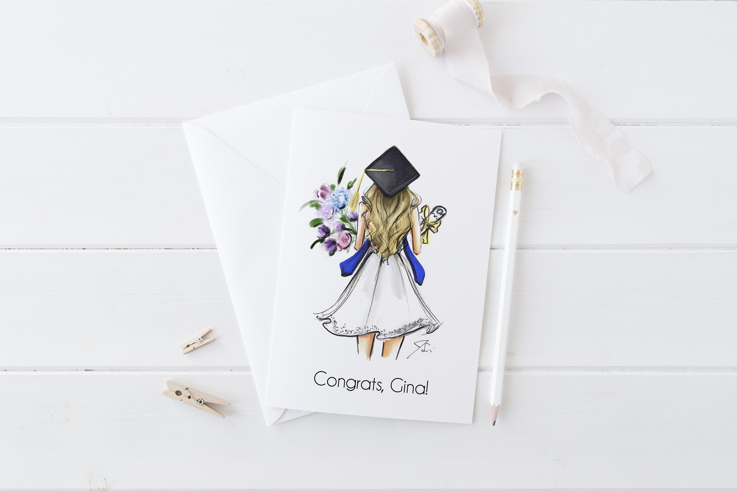Drawing And Illustration Custom Graduation Illustration Card Art