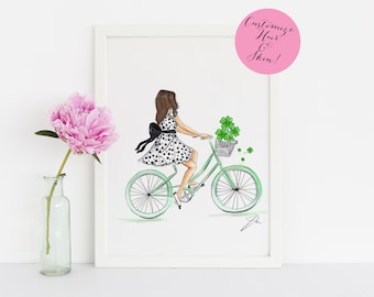 Catching Clovers  (Print)(Fashion Illustration Art - Fashion Sketch prints - Home Decor- Wall Decor )By Melsy's Illustrations