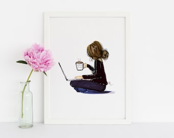 Late Night (Fashion Illustration Print) (Fashion Illustration Art - Fashion Sketch prints -Home Decor -Wall Decor) By Melsy’s Illustrations