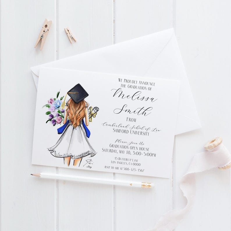 The Cap Graduation Announcements/Invites [ College Graduation Invites | Custom Graduation | Graduation Gifts For Her | Graduation Invites ] image 3