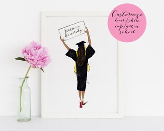 The Grad Print [ Personalized Grad Gift | Graduation Gifts For Her College |  Graduation Gifts For Her High School | Phd Graduation Gifts ]