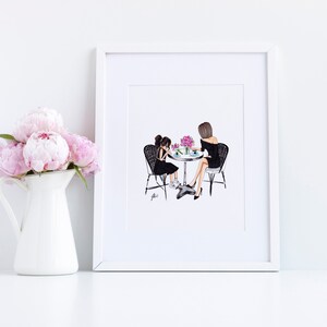 Mutter Tochter Brunch (Print)(Fashion Illustration Art - Geschenke für Mama - Wohnkultur - Muttertagsgeschenk) Von Melsy’s Illustration’s