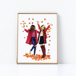 Fall Friends (Fashion Illustration Print) (Fashion Illustration Art -Fashion Sketch Prints-Home Decor -Wall Decor )By Melsy’s Illustration’s
