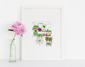 Art Print: The Flower Cart (Fashion Illustrations l Art Print l Fashion Sketch Print) By Melsy's Illustrations