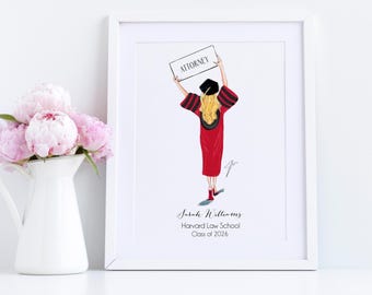 The Law Degree Print [Law School Grad | Law Degree Print | Graduation Illustration | Personalized Grad Gift | Graduation Gifts For Lawyer ]