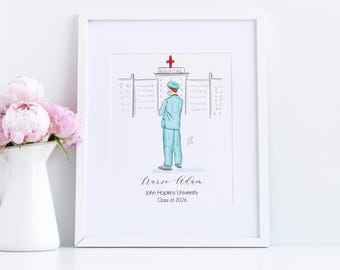 The Nurse Personalized Art Print - Tailored Silhouette [Graduation Gifts for Him Nursing School | Nursing Grad Gifts | Graduation Gifts ]