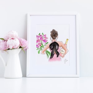 Roses or Rosé (Fashion Illustration Print) (Fashion Illustration Art - Fashion Sketch Print-Home Decor-Wall Decor) By Melsy’s Illustrations