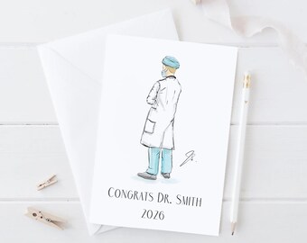 The Doctor Grad Card - Tailored Silhouette [ Doctor Graduation Card - Custom Graduation Card - Medical School Graduation Card ]