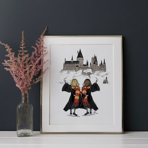 The Witch Friends Art Print(Witch School Illustration - Custom Witch School Art - Wizarding Home Decor - Custom) By Melsy&#39;s Illustrations
