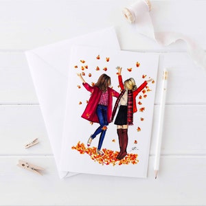 Fall Friends (Card)( Birthday Cards - Fall Card - Greeting Card) By Melsy's Illustrations