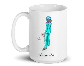 Personalisierte Krankenschwester-Tasse: Retter in Scrubs (MUG) Geschenke für Krankenschwester (erhältlich in verschiedenen Haarfarben) von Melsy&#39;s Illustrations
