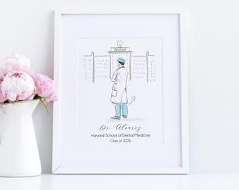 The Dentist Graduate Print - Tailored Silhouette [ Personalized Graduation Gifts for Dentist | Graduation Gift Medical School ]