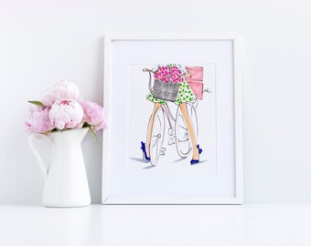 Art Print: Stilettos & Bike (Fashion Illustration l Fashion Sketch Print l Home Decor l Gift For Her) By Melsy’s Illustrations