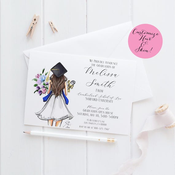 The Cap Graduation Announcements/Invites [ College Graduation Invites |  Custom Graduation | Graduation Gifts For Her | Graduation Invites ]
