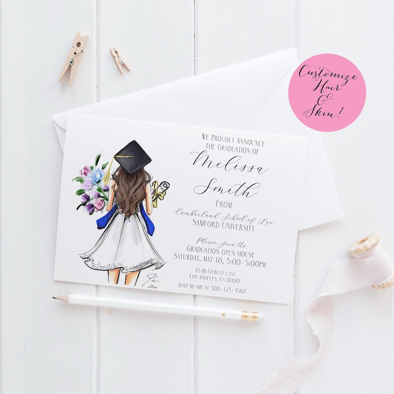 The Cap Graduation Announcements/Invites [ College Graduation Invites | Custom Graduation | Graduation Gifts For Her | Graduation Invites ] image 1