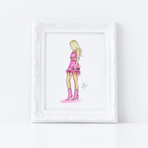 Pink Sparkle Art Print (Fashion Illustration)