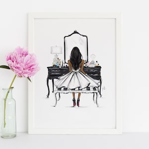 Art Print:Black Vanity (Fashion Illustration Print)(Fashion Illustration Art - Fashion Sketch Prints - Home Decor) By Melsy’s Illustrations