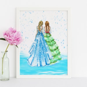 Ice Princesses  (Print) (Fashion Illustration - Chrimstas - Christmas Prints- Frozen - Frozen 2) By Melsy's Illustrations