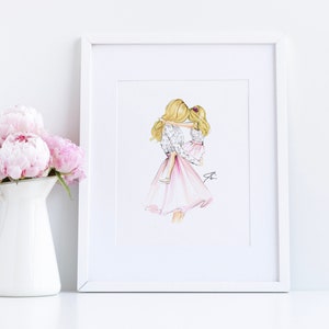 Art Print:A Girl's Best Friend Fashion Illustration Print Gifts for Mom Home Decor Mother Daughter By Melsys Illustrations Blondes