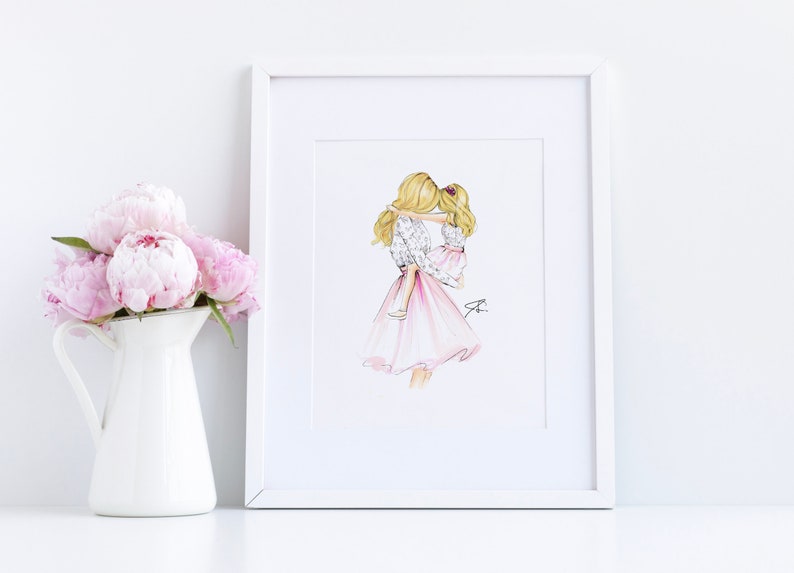 Art Print:A Girl's Best Friend Fashion Illustration Print Gifts for Mom Home Decor Mother Daughter By Melsys Illustrations Blondes