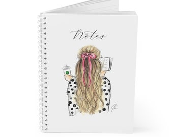 Soft Cover Wide-ruled Notebook: Bows and Books (Back to School Notebook l Fashion Illustrations l Personal Journal) By Melsy's Illustrations